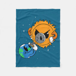 Cute Solar Eclipse Fleece Blanket