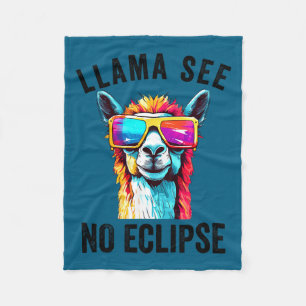 Cute Solar Eclipse Llama April 8 Fleece Blanket
