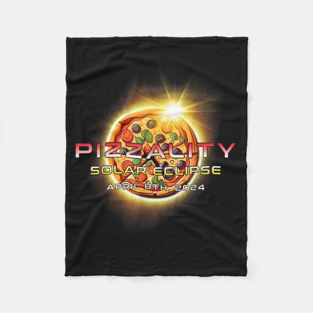 Cute Solar Eclipse Pizzality Eclipse Pizza Fleece Blanket (Front)