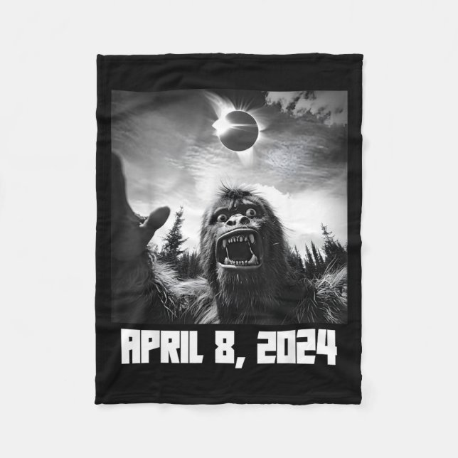 Cute Solar Eclipse Totality April 8 Fleece Blanket (Front)