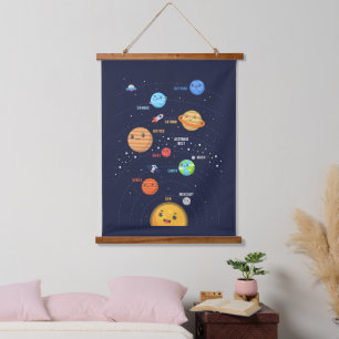 Cute Solar System Design Hanging Tapestry