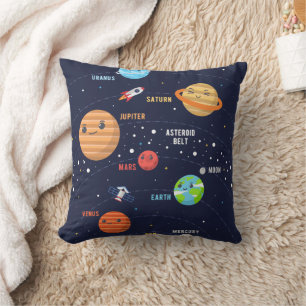 Cute Solar System Design Throw Pillow