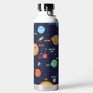 Cute Solar System Design Water Bottle