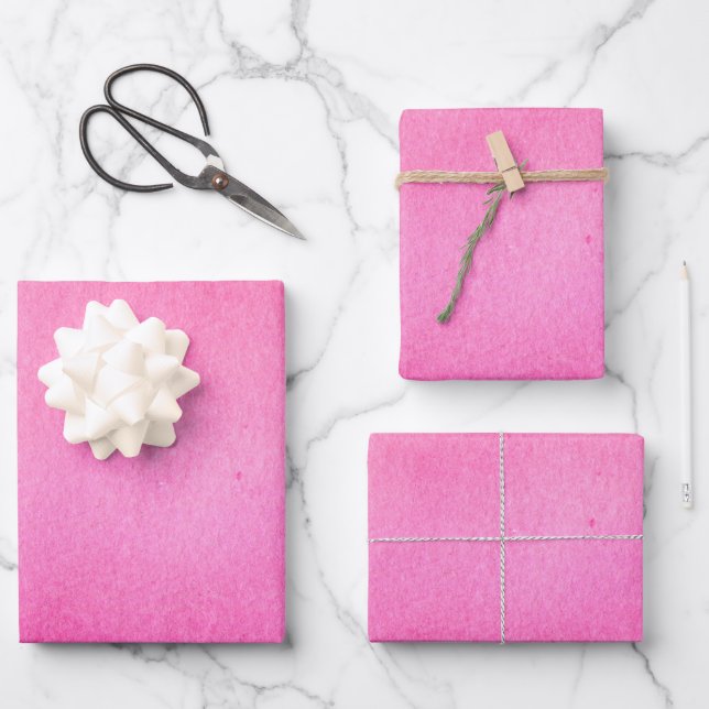 Cute Solid Gradient Ombre Pink  Wrapping Paper Sheet (Front)
