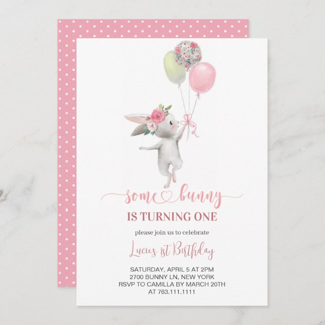 Cute Some Bunny Birthday Party Invitation (Front/Back)