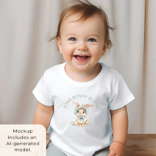 Cute Some Bunny is One Curved Text Baby T-Shirt