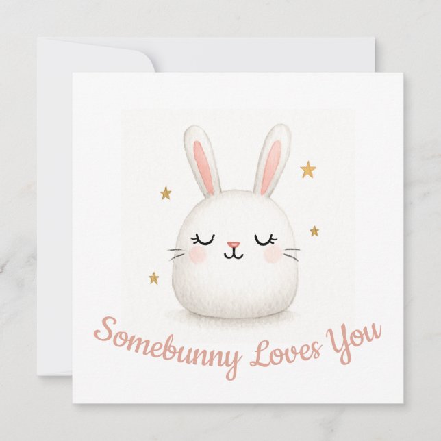 Cute Somebunny Loves You Customizable Bunny Holiday Card (Front)