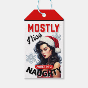 Cute Sometimes Naughty Retro Christmas Pinup Gift Tags
