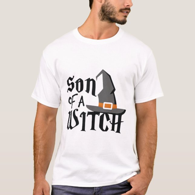 Cute Son Of A Witch Halloween Shirt Boys Wizard Wi (Front)