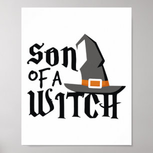 Cute Son Of A Witch Halloween Shirt Boys Wizard Wi Poster