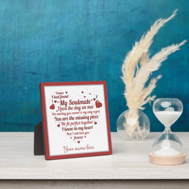 cute soulmate word art love poem add name plaque (Insitu)