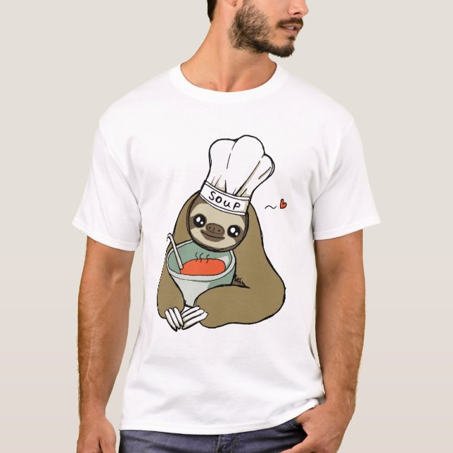 Cute Soup Chef Sloth Drawing Men's T-Shirt (Front)