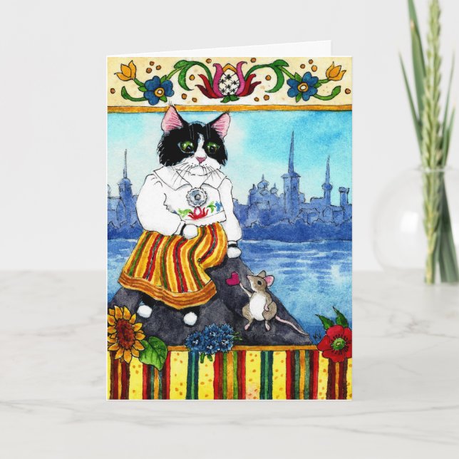 Cute souris Cat folklore estonien carte de sympath (Devant)