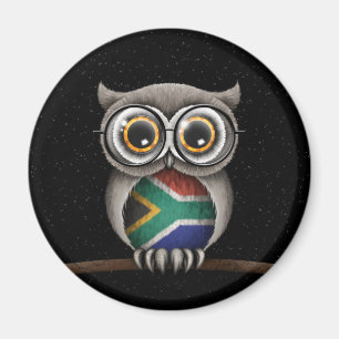 Cute South African Flag Owl Wearing Glasses Magnet