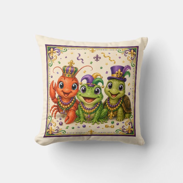 Cute Southern Bayou Animals Throw Pillow (Front)