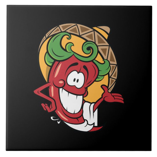 Cute Southwestern chili pepper decor Tile (Front)