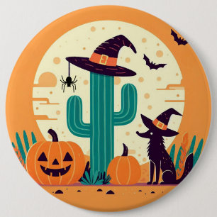Cute, southwestern Halloween desert/cactus 6 Inch Round Button