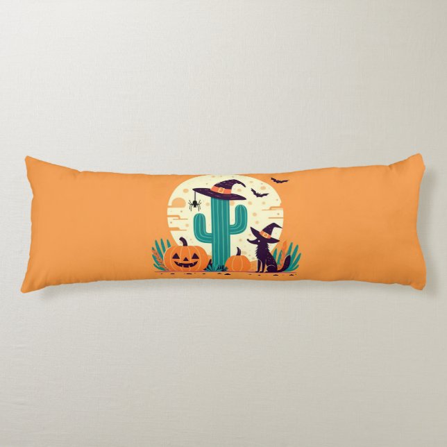 Cute, southwestern Halloween desert/cactus Body Pillow (Front)