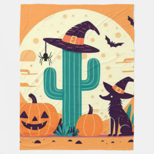 Cute, southwestern Halloween desert/cactus Fleece Blanket