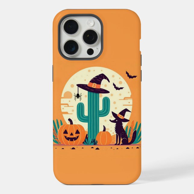 Cute, southwestern Halloween desert/cactus iPhone Case (Back)