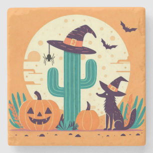 Cute, southwestern Halloween desert/cactus Stone Coaster