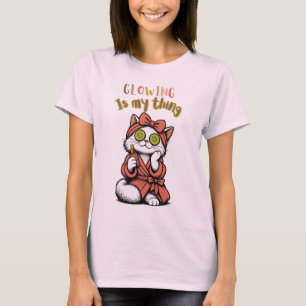Cute Spa Cat Glowing Is My Thing Skincare Self Car T-Shirt