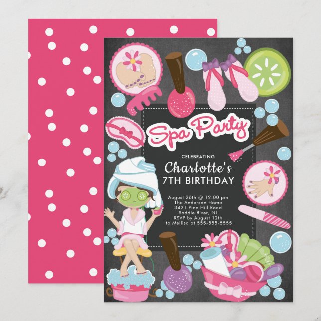 Cute Spa Party Birthday Invitation (Front/Back)