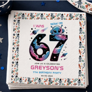 Cute Space 7th Birthday   Six & Seven Year Old Napkin