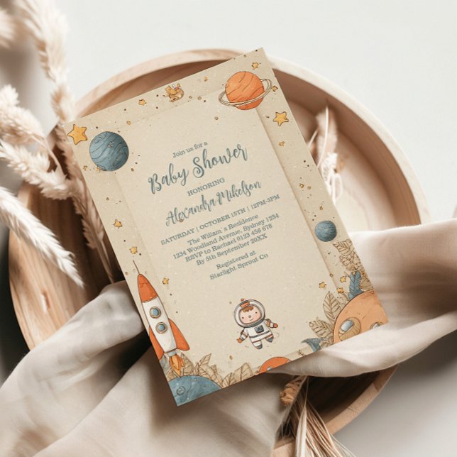 Cute Space Adventure Baby Shower Invitation (Creator Uploaded)