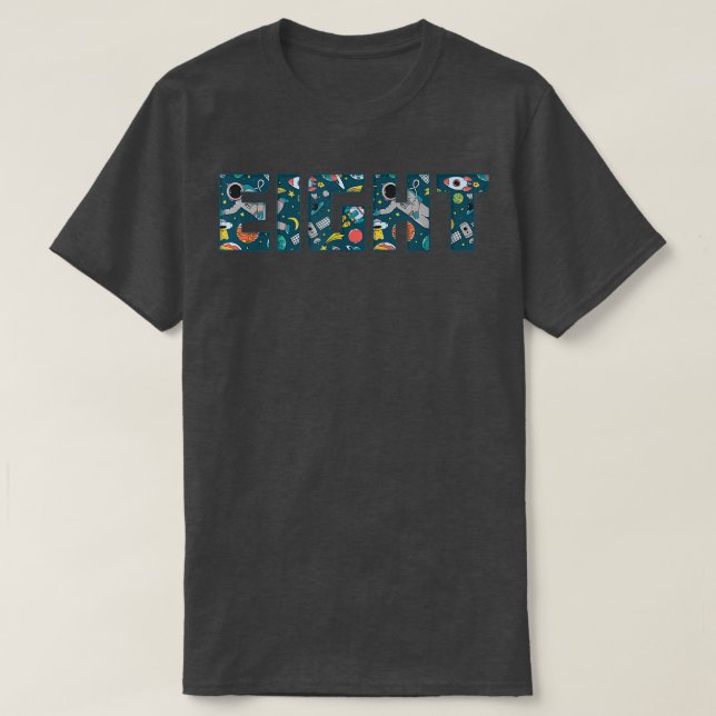 Cute Space Astronaut Pattern Eight, 8th Birthday T T-Shirt (Design Front)