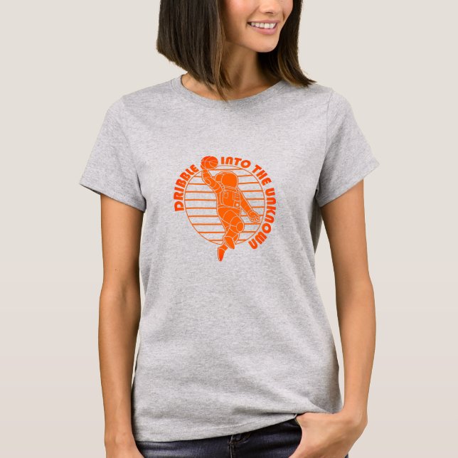 Cute Space Astronaut Playing Basketball  T-Shirt (Front)