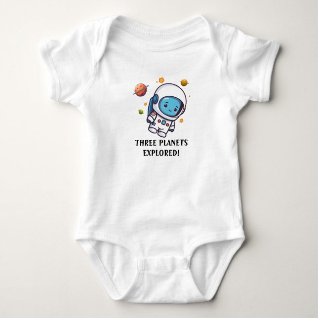 Cute Space Astronaut Three Months Baby Bodysuit (Front)
