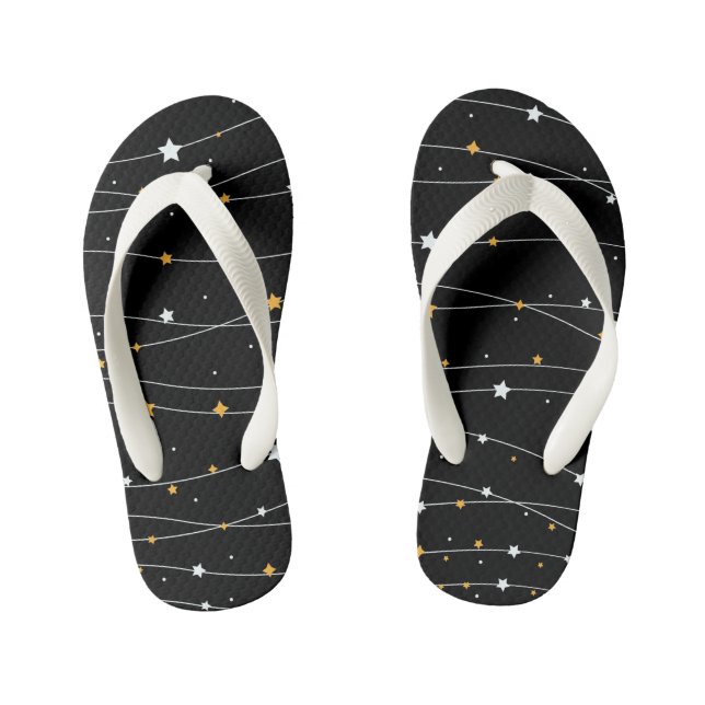 Cute Space Background With Shining Stars Pattern F Kid's Flip Flops (Footbed)