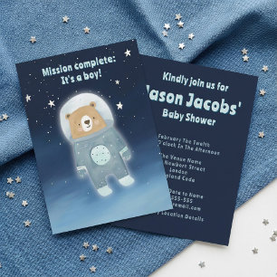 Cute Space Bear Baby Shower it's a boy astronaut  Invitation