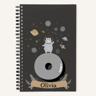Cute Space Bear Personalized Spiral Notebook