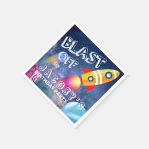 Cute Space Birthday Personalized Napkin
