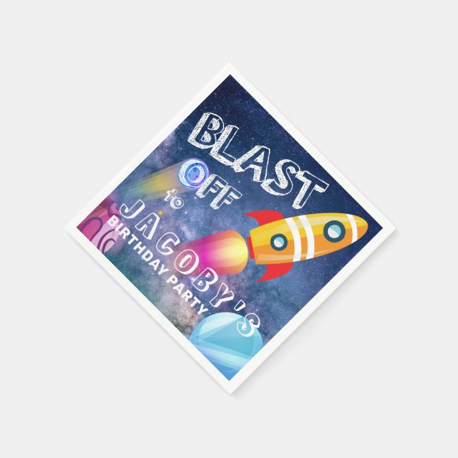 Cute Space Birthday Personalized Napkin (Corner)