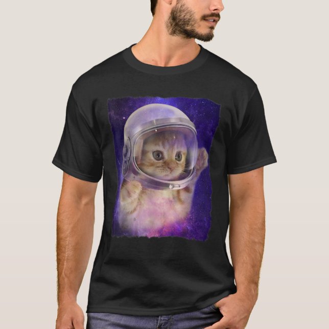 Cute Space Cat Astronaut Kitty Space Helmet Deep S T-Shirt (Front)