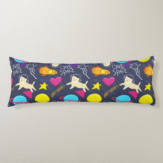 Cute Space Cats Body Pillow (Front)