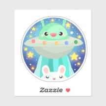 Cute Space Creature And Bunny Rabbit