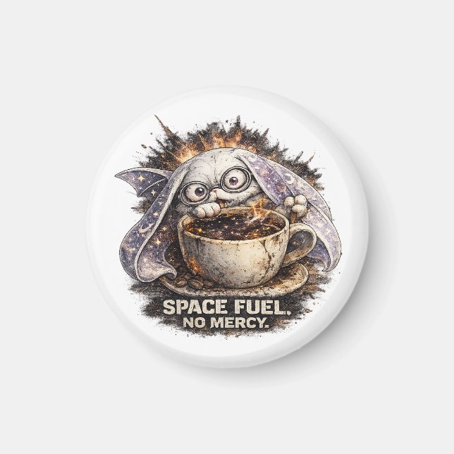 Cute Space Fuel Bunny Coffee Halloween Magic Magnet (Front)
