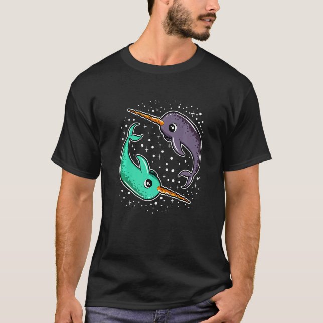 Cute Space Narwhals Narwhal  Outerspace T-Shirt (Front)
