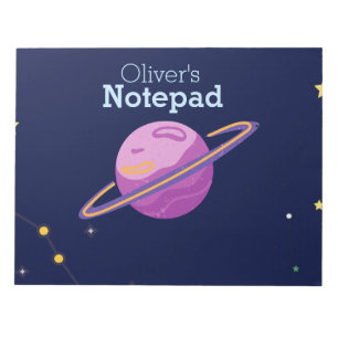 Cute Space Outer Solar System Personalized Name Notepad