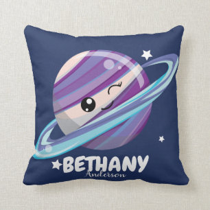 Cute Space Planet Saturn Galaxy Throw Pillow