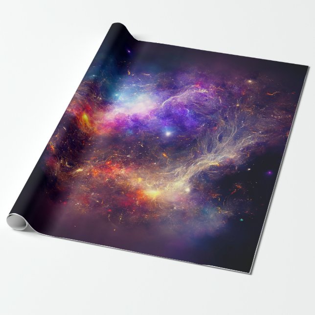 Cute Space  Planets Wrapping Paper (Unrolled)