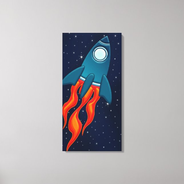 Cute Space Rocket and Outer Space Design Canvas Print (Front)
