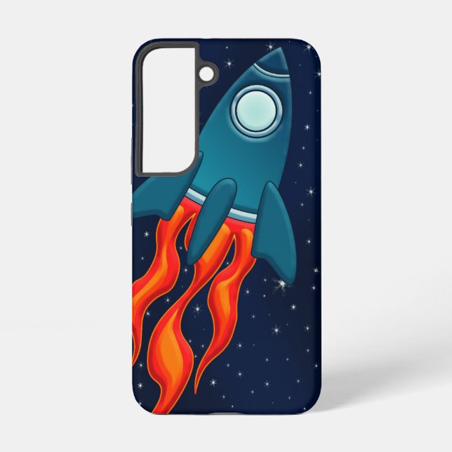 Cute Space Rocket and Outer Space Design Samsung Galaxy S22 Case (Back)