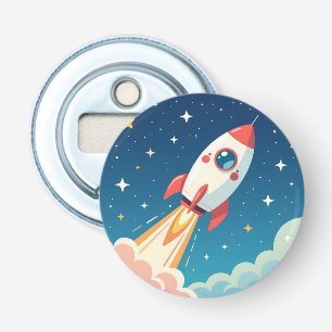 Cute space rocket blasting off bottle opener
