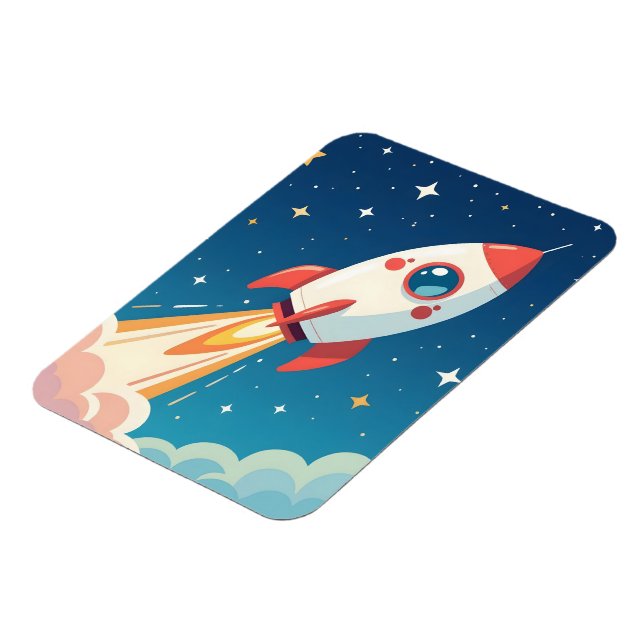 Cute space rocket blasting off magnet (Left Side)