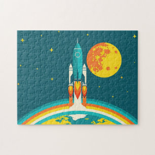 Cute Space Rocket Cartoon Jigsaw Puzzle